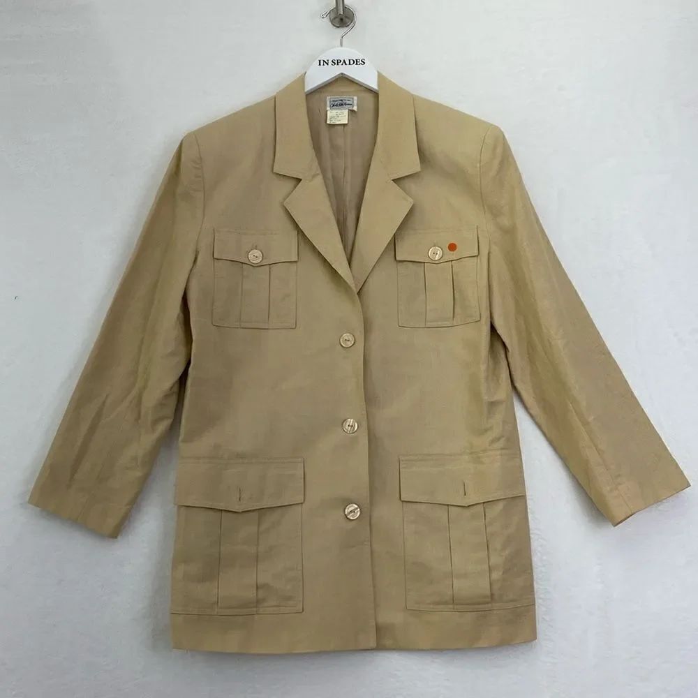 Saks Fifth Avenue Linen/Cotton Safari Tan Blazer
